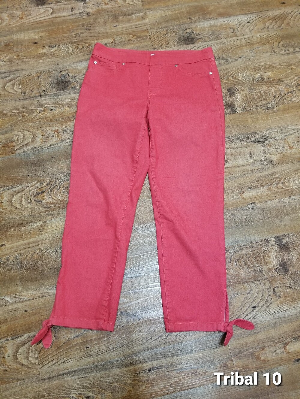 Tribal Coral Ankle Tie Cropped Jeggings 10 Feminine Summer Nwotags